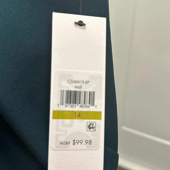 💚 NWT! Hunter Green CALVIN KLEIN Scuba Cap Sleeve Sheath Dress - Size 14 - Picture 2 of 9